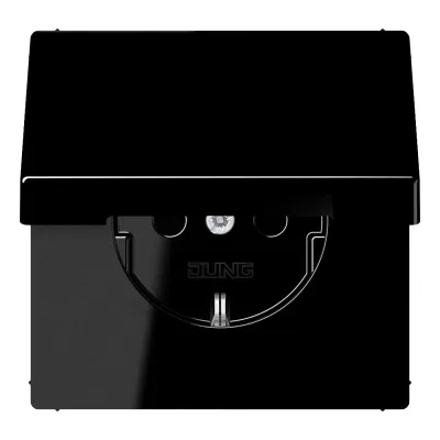 JUNG SCHUKO-Steckdose LS1520BFKLSW | Unterputz | 16A 250V | Klappdeckel | IP44 | Federklemmen | Thermoplast | schwarz