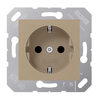 JUNG SCHUKO Steckdose CD5120BFBB | 16A 250V | Unterputz | bruchsicher | Thermoplast glänzend | 50x50mm | beige
