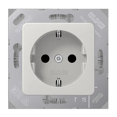 JUNG SCHUKO Steckdose CD5120BFLG | Unterputz | 16A 250V | bruchsicher | 50x50mm | halogenfrei | grau RAL 7035