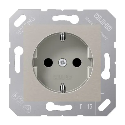JUNG SCHUKO-Steckdose CD5120BFPG | 16A 250V | Unterputz | 50x50mm | bruchsicher | Thermoplast | glänzend | platin-grau