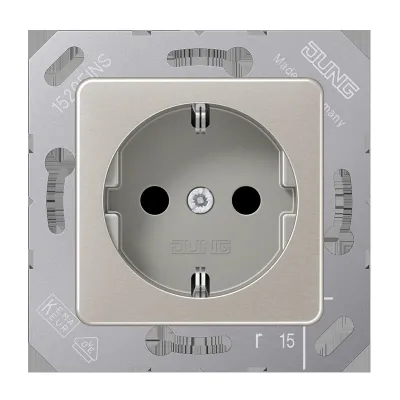 JUNG SCHUKO-Steckdose CD5120BFPG | 16A 250V | Unterputz | 50x50mm | bruchsicher | Thermoplast | glänzend | platin-grau