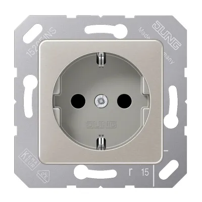 JUNG SCHUKO-Steckdose CD5120BFPG | 16A 250V | Unterputz | 50x50mm | bruchsicher | Thermoplast | glänzend | platin-grau