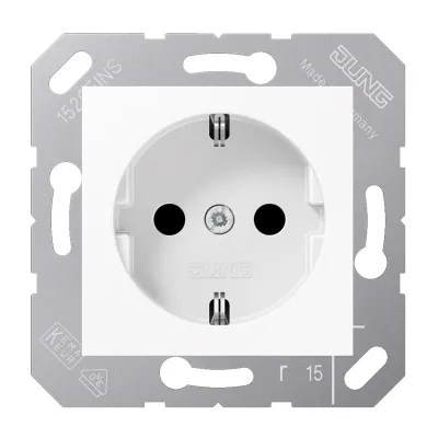 JUNG SCHUKO-Steckdose CD5120BFWW | Unterputz | 16A 250V | bruchsicher | Federklemmen | Thermoplast | 50x50mm | alpinweiß