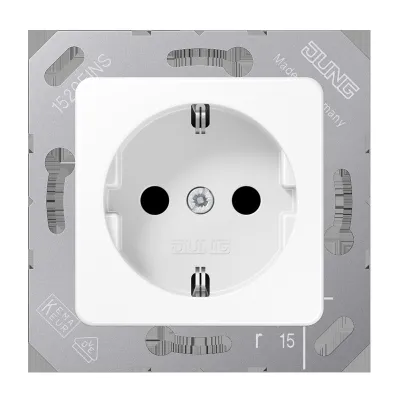 JUNG SCHUKO-Steckdose CD5120BFWW | Unterputz | 16A 250V | bruchsicher | Federklemmen | Thermoplast | 50x50mm | alpinweiß