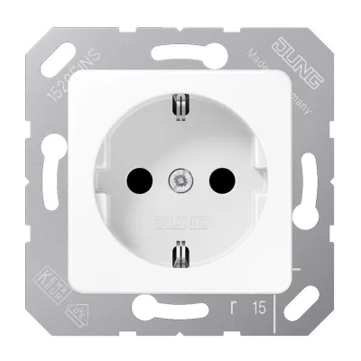 JUNG SCHUKO-Steckdose CD5120BFWW | Unterputz | 16A 250V | bruchsicher | Federklemmen | Thermoplast | 50x50mm | alpinweiß