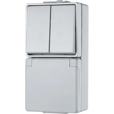Jung SCHUKO-Steckdose 675W WG600 | Aufputz | Serienschalter | IP44 | 16A 250V | 1-fach | Kunststoff Duroplast | grau