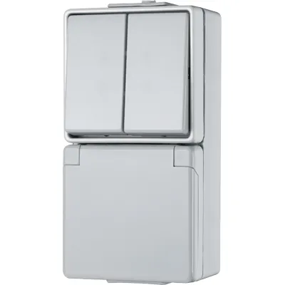 Jung SCHUKO-Steckdose 675W WG600 | Aufputz | Serienschalter | IP44 | 16A 250V | 1-fach | Kunststoff Duroplast | grau