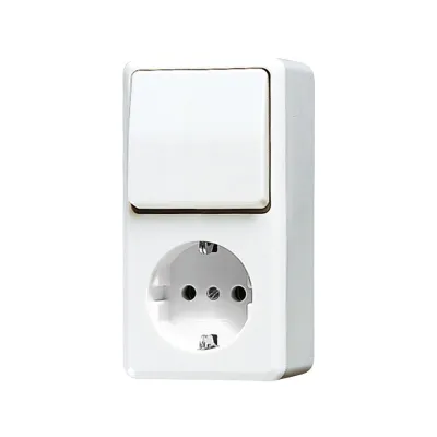 JUNG Steckdosen-Schalter-Kombi 676AWW | SCHUKO 16A | Wechselschalter | Aufputz | IP20 | alpinweiß