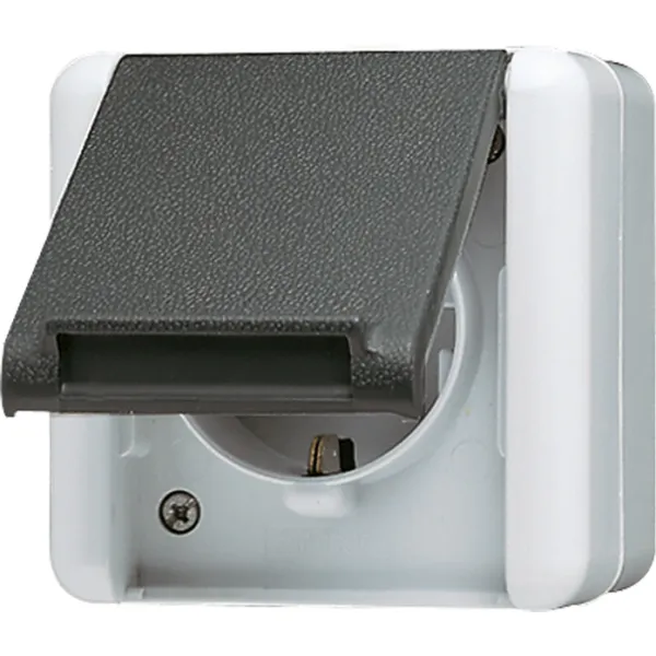 JUNG SCHUKO-Steckdose 820W WG800 | Aufputz | 1-fach | IP44 spritzwassergeschützt | Klappdeckel | Thermoplast | grau