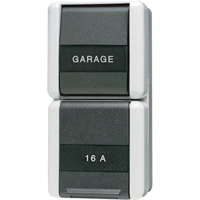 JUNG Steckdosen-Schalter-Kombination 876NAW WG800 | SCHUKO 16A 250V | Wechselschalter | Aufputz IP44 | Grau Anthrazit