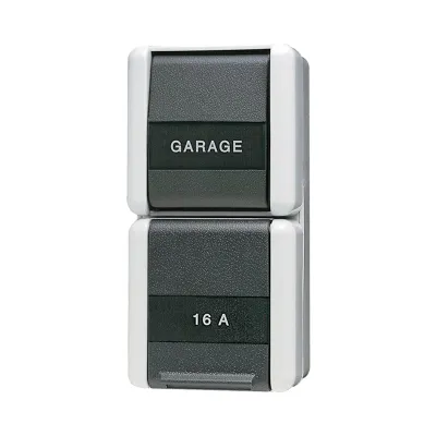 JUNG Steckdosen-Schalter-Kombination 876NAW WG800 | SCHUKO 16A 250V | Wechselschalter | Aufputz IP44 | Grau Anthrazit
