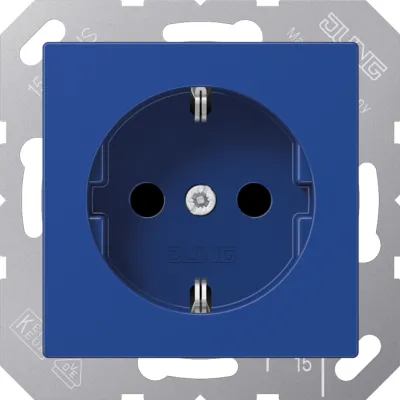 JUNG SCHUKO Steckdose A1520BFBL | 16A 250V | bruchsicher Unterputz | Federklemmen | Thermoplast | glänzend | blau