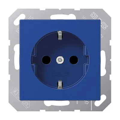 JUNG SCHUKO Steckdose A1520BFBL | 16A 250V | bruchsicher Unterputz | Federklemmen | Thermoplast | glänzend | blau