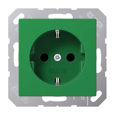 JUNG SCHUKO-Steckdose A1520BFGN | Unterputz | 16A 250V | bruchsicher | Federklemmen | Thermoplast | grün RAL 6029