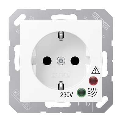 JUNG SCHUKO-Steckdose A 521 UF WW | Überspannungsschutz | 16A 250V | Schraubklemme | UP | Funktionsanzeige | alpinweiß