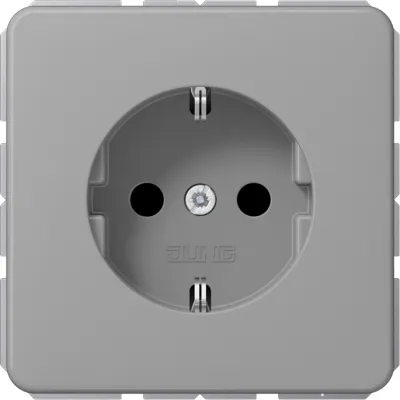 JUNG SCHUKO Steckdose CD1520GR | Unterputz | 16A 250V | Federklemmen | Duroplast glänzend | halogenfrei | grau