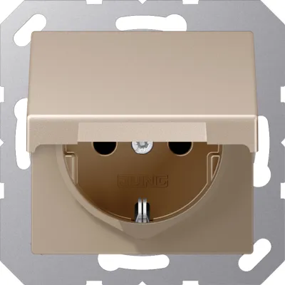 JUNG SCHUKO Steckdose A1521BFKLCH | Unterputz | IP44 | Klappdeckel | Schraubklemme | Thermoplast | champagner