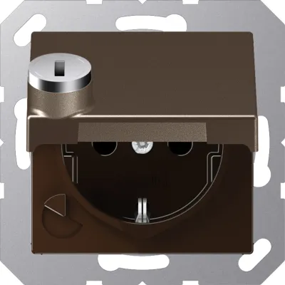 JUNG SCHUKO Steckdose A1520BFKLSLMO | abschließbar | Klappdeckel | Unterputz | 16A 250V | Thermoplast | mokka