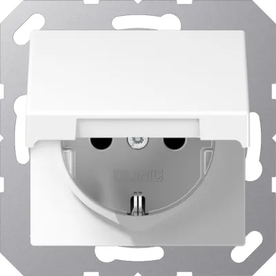 JUNG | SCHUKO-Steckdose | A1520 KIKL WW | 16A 250V | Unterputz | Klappdeckel | Berührungsschutz | Duroplast | alpinweiß