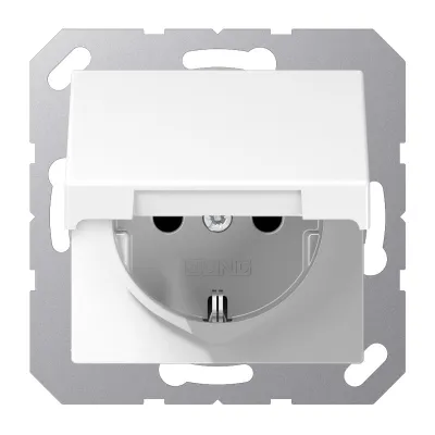 JUNG | SCHUKO-Steckdose | A1520 KIKL WW | 16A 250V | Unterputz | Klappdeckel | Berührungsschutz | Duroplast | alpinweiß