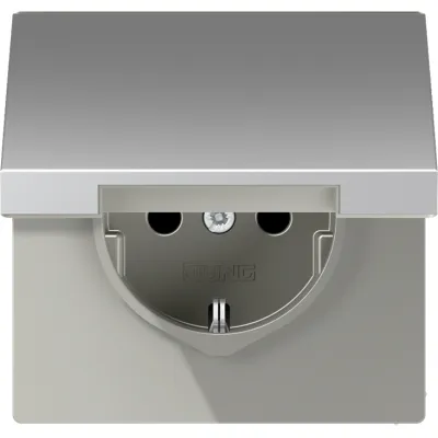 JUNG SCHUKO-Steckdose AL1520KIKL | Unterputz | Klappdeckel | Berührungsschutz | IP44 | Aluminium matt | 16A 250V