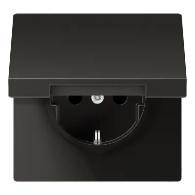 JUNG SCHUKO Steckdose AL1520KLAN | Unterputz | Klappdeckel | IP44 | Aluminium matt | Federklemmen | anthrazit