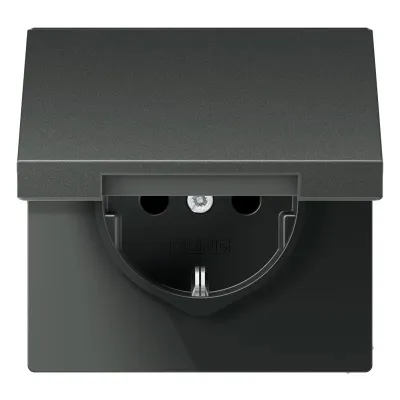 JUNG SCHUKO Steckdose AL1520KLAN | Unterputz | Klappdeckel | IP44 | Aluminium matt | Federklemmen | anthrazit