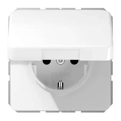 JUNG SCHUKO-Steckdose CD1520BFKIKLWW | 16A 250V | Unterputz | Klappdeckel | Berührungsschutz | Thermoplast | alpinweiß