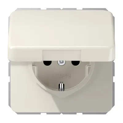 JUNG SCHUKO Steckdose CD1520BFKIKL | 16A 250V | Unterputz | Klappdeckel | Berührungsschutz | Thermoplast | cremeweiß