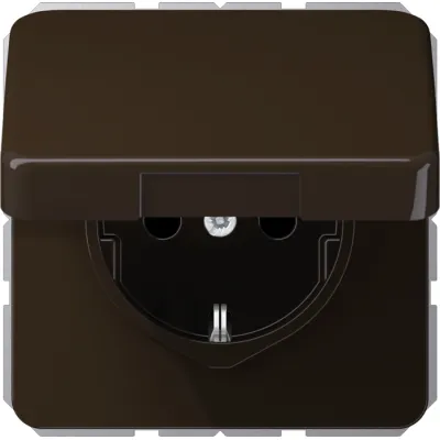 JUNG SCHUKO-Steckdose CD1520BFKLBR | 16A 250V | mit Klappdeckel | bruchsicher | Unterputz | Thermoplast | braun