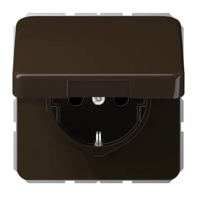 JUNG SCHUKO-Steckdose CD1520BFKLBR | 16A 250V | mit Klappdeckel | bruchsicher | Unterputz | Thermoplast | braun