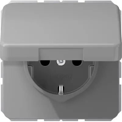 JUNG SCHUKO-Steckdose CD1520BFKLGR | Unterputz | Klappdeckel | 16A 250V | bruchsicher | Thermoplast | grau