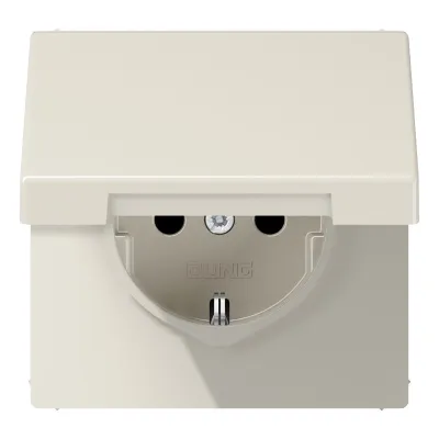 JUNG SCHUKO-Steckdose LS1520KL | Unterputz | Klappdeckel | IP44 | 16A 250V | Duroplast glänzend | cremeweiß