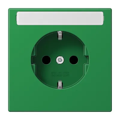 JUNG SCHUKO-Steckdose LS 1520 BFKINA GN | 16A 250V | IP44 | erhöhter Berührungsschutz | Unterputz | grün | Schriftfeld