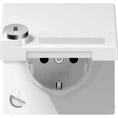 JUNG SCHUKO Steckdose LS1520NAKLSLWW | Unterputz | abschließbar | Klappdeckel | IP44 | erhöhtem Berührungsschutz | weiß