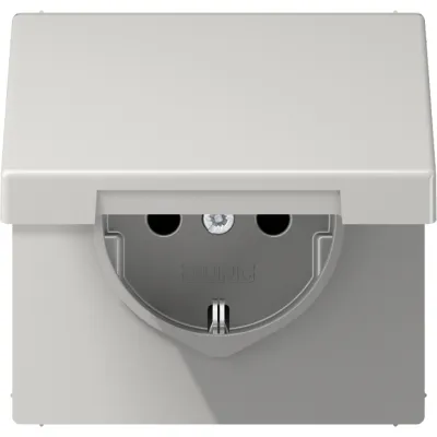 JUNG SCHUKO Steckdose LS1520KIKLLG | Unterputz | Klappdeckel | erhöht. Berührungsschutz | Duroplast | lichtgrau