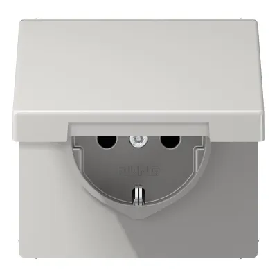 JUNG SCHUKO Steckdose LS1520KIKLLG | Unterputz | Klappdeckel | erhöht. Berührungsschutz | Duroplast | lichtgrau