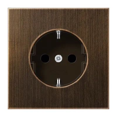 JUNG SCHUKO Steckdose ME1520KIAT | Unterputz | 16A 250V | erhöhter Berührungsschutz | Messing antik | Metall | matt