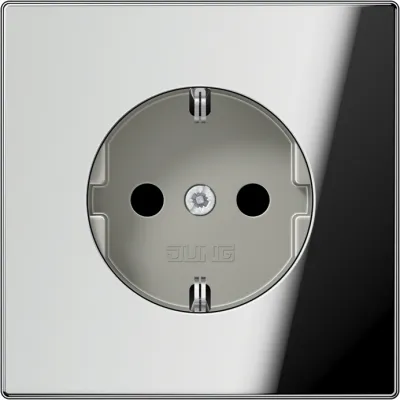 JUNG SCHUKO Steckdose GCR1520KI | 16A 250V | Unterputz | Edelstahl glänzend | Federklemmen | Berührungsschutz | Chrom