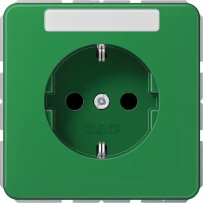 JUNG SCHUKO Steckdose CD1520BFNAGN | Unterputz 16A 250V | bruchsicher | Schriftfeld | Thermoplast | grün RAL 6029