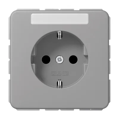JUNG SCHUKO Steckdose CD1520NAGR | 16A 250V | Unterputz | Federklemmen | Schriftfeld | Duroplast | Halogenfrei | grau