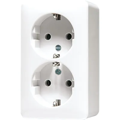 JUNG SCHUKO-Steckdose 2-fach 6020AWW | Aufputz | 16A 250V | Federklemmen | Duroplast | IP20 | alpinweiß
