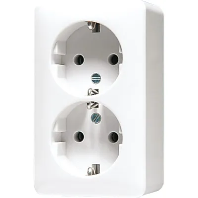 JUNG SCHUKO-Steckdose 2-fach 6020AWW | Aufputz | 16A 250V | Federklemmen | Duroplast | IP20 | alpinweiß
