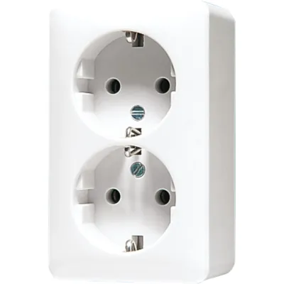 JUNG SCHUKO-Steckdose 2-fach 6020AWW | Aufputz | 16A 250V | Federklemmen | Duroplast | IP20 | alpinweiß
