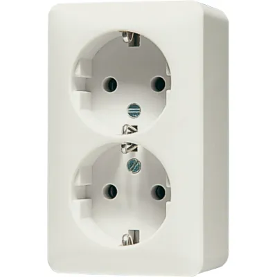 JUNG SCHUKO-Steckdose 2-fach 6020A AP600 Aufputz | 16A 250V | Federklemmen | Duroplast | IP20 | cremeweiß