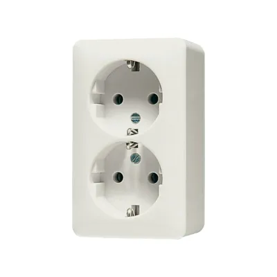 JUNG SCHUKO-Steckdose 2-fach 6020A AP600 Aufputz | 16A 250V | Federklemmen | Duroplast | IP20 | cremeweiß