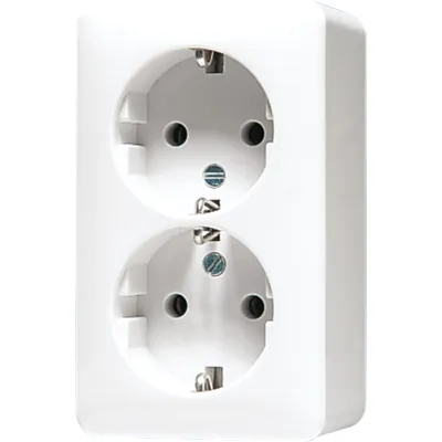 JUNG SCHUKO-Steckdose 2-fach 6020KIAWW | Doppelsteckdose Aufputz | 16A 250V | Berührungsschutz | Duroplast | alpinweiß