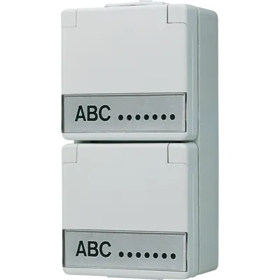 JUNG SCHUKO-Steckdose 2-fach 622 NAW | Aufputz | IP44 | Klappdeckel | 16A 250V | Schriftfeld | Duroplast | grau