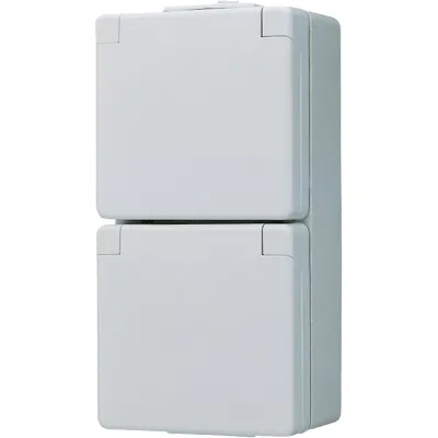 JUNG SCHUKO-Steckdose 2-fach 622W WG600 | Aufputz | senkrecht | IP44 | Klappdeckel | 16A 250V | Duroplast | grau