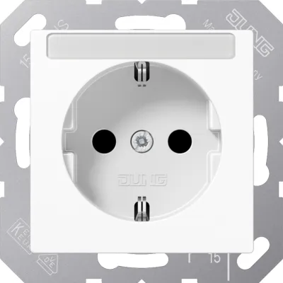 JUNG SCHUKO-Steckdose A1520BFKINAWW | Unterputz | 16A 250V | Berührungsschutz | Schriftfeld 6x46mm | bruchsicher | weiß